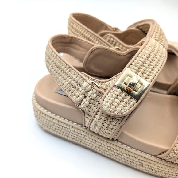 Steve Madden Bigmona Platform Sandals Women's Natural Raffia Size US8M EU38.5 - Picture 11 of 12